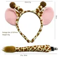 Plush giraffe headband and tail set with brown spots for cute costume accessory - Giraffe Ears And Tail Set