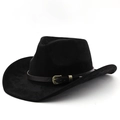 Cappello da cowboy nero classico in feltro con fibbia in metallo dorato vintage - M (56-58cm) / Nero