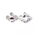 Detailed front and back view of honey bee pendant with pink enamel and crystals - Pink Bee (Silver Base)