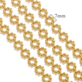 7mm wide 18K gold plated stainless steel curb chain with polished metallic texture - Z2181G Gold Flower Chain 7mm