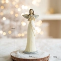 Resin Christmas angel figurine with silver wings and gold star ornament, 14cm tall - Small Light Gold Heart Angel