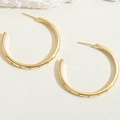 Detailed view of C-shape gold hoop earrings with multi-color zircon leaf accents - Colorful Zirconia Style (ES2276)