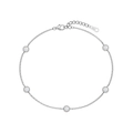 Elegant S925 sterling silver chain bracelet with five round white opal stones for women - 925 Silver / Platinum White