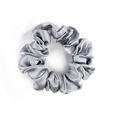 Premium 19mm mulberry silk scrunchie in elegant grey satin with natural silk luster - 3.5cm/19 Momme / Water Grey