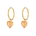 Goldene Creolen mit orangefarbenem Herz-Steinanhänger für einen luxuriösen Look - Roter Achat (Gold-25mm Creolen)