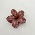 Elegant reddish-brown plumeria flower hair claw clip with a glossy finish for women - Frangipani Claw Clip (Cross-border Edition) / 8cm / Brown