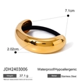 Polished 18k gold plated stainless steel U-shape hair tie with high elastic black rope - Smooth Large Style (JDH2403006) / Gold