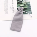 Light gray velvet drawstring jewelry bag with soft knitted base for small accessories - Light Gray / 6x15cm