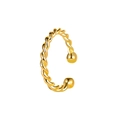 Minimalist twisted rope golden ear cuff with round ball ends in a C-shaped design - 08 Twisted Rope (WG0-0479)