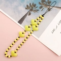 Ciondolo per cellulare fatto a mano con perle a cuore gialle e perle in resina - Cuore Giallo (K889)