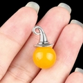 Silver wizard hat charm with yellow amber bead, unique DIY jewelry accessory pendant - Agate