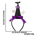 Detailed dimensions of Halloween witch hat headband with black sequins and BOO letters - 3D Black Witch Hat with Pumpkin and Skull