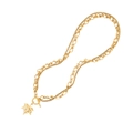 Ensemble collier feuille d'érable en acier doré avec double chaîne et fermoir T - 1# Collier