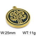 Colgante dorado Árbol de la Vida de acero de titanio con esmalte negro, 25mm ancho - Estilo Árbol de la Vida 25mm (KLJ4280-Z) / Dorado