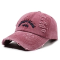 Casquette de baseball bordeaux vieillie avec broderie QUIVER et effet délavé rétro - Réglable / Rouge (Vin Rouge)