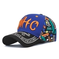 Royal blue baseball cap with orange embroidery and colorful geometric patterns - Adjustable / HC Royal Blue Front