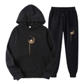 Survêtement en polaire noir pour homme et femme avec imprimé pissenlit marron - S(L) / Haut Et Bas / Noir 4