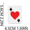 Detailed size chart of the poker heart embroidery patch showing 5.6cm height and 4.3cm width - Playing Card Heart Style
