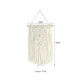Handmade bohemian macrame wall hanging with ivory cotton rope and fringe details - Small Diamond Wall Decor