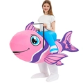 Pink inflatable fish costume for adults with fins for funny Halloween party ride-on outfits - Riding A Pink Tropical Fish / One Size