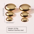 Detail view of triple oval gold stainless steel earrings with size and weight specs - Stainless Steel Geometric Oval Studs