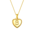 Polished gold stainless steel heart pendant necklace featuring the letter B engraving - Letter B Style (S-P151-B)
