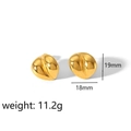 Irregular coffee bean geometric stud earrings in 18k gold-plated stainless steel - Coffee Bean Style (TE6948-G)