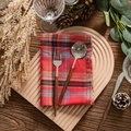 Serviette de Noël classique à carreaux rouges avec couverts à manche en bois - 40x60cm / Plaid de Noël Rouge