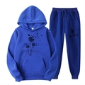 Royal blue fleece tracksuit with dandelion butterfly print, drawstring hoodie and jogger set - Royal Blue 3 / S (L)