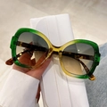 Fashionable oversized square sunglasses with a green-yellow gradient frame and gray lenses - Green Yellow Frame Green Yellow Lens
