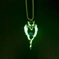 Glow-in-the-dark wolf totem pendant with blue gemstone and green luminous wings effect - Luminous Green Wolf Head - Titanium Steel Chain - 70cm