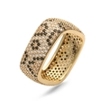 Luxuriöser Goldring im quadratischen Design mit Zirkonia-Steinen im Leopardenmuster - US Größe 8 / 1 Stück / Goldener Champagner-Zirkonia-Quadrat-Leopardenring