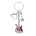 Y2K Rosa E-Gitarre und Silberner Stern Schlüsselanhänger mit Herzförmigem Metallverschluss - 02 Weiß/rosa/schwarz A-511