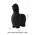Modern minimalist black horse sculpture in matte finish, dimensions 22.5cm height and 19cm length - Lowered Head Style / Black