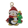 Ciondolo a forma di pinguino natalizio in smalto con cappello e albero per gioielli - Stile Pinguino di Natale (19574) / 1 Pezzo/Confezione (25x19mm)