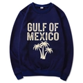 Felpa girocollo blu scuro Gulf of Mexico con grafica a palme in taglia M - S / Blu navy