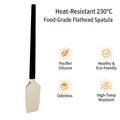 Black wooden handle silicone spatula with cream white head heat resistant up to 230°C - [Oak Black Handle] Large Flat Spatula