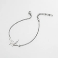 Origami crane pendant bracelet in polished silver stainless steel with adjustable chain - Origami Crane Steel