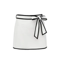 Detail of white mini skirt with black contrast piping and an elegant bow at the waist - One Size / Mini Skirt / White