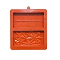 Red silicone chocolate bar mold with square grids and diamond texture pattern - Brick Red