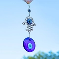 Türkisches Böses Auge und Hamsa-Hand-Anhänger mit blauem Glas-Dekor für den Außenbereich - Hand der Fatima