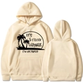 It's 5 O'clock Everywhere I'm Retired cream hoodie with front and back view - Khaki