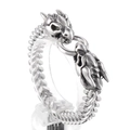 Gothisches Doppel-Drachenkopf Armband aus mattem Edelstahl in Vintage-Silber-Optik - Drachenkopf-Stil (KB155049-KLXS)