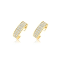 Elegantes ear cuffs dorados con pavé de circonitas blancas y diseño moderno en forma de C - Ear Cuffs de Circonia Dorada (JQH0130-GG)