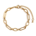 Bracciale in acciaio inossidabile placcato oro 14K con catena a graffetta e chiusura - Oro