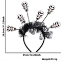 Serre-tête Halloween avec têtes de mort et ressorts, 31 cm de large, accessoire - Serre-tête à hommes squelettes