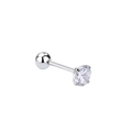 Macro shot of 925 sterling silver stud earring with shiny zircon and screw ball back - 3mm Zirconia Ball Single Piece / Silver