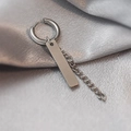Classic silver titanium steel earring with rectangle pendant and chain for men - Rectangular Plate Chain Pendant Hoop