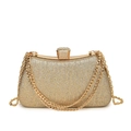 Elegant gold glitter evening clutch bag with wave texture and crystal clasp - Gold