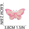 Detailed embroidery view of a pink butterfly patch with precise size dimensions shown - Gradient Butterfly